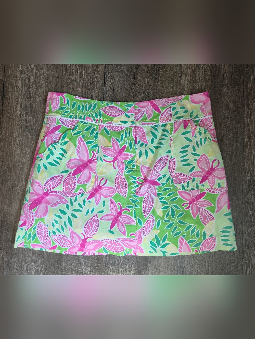 Vintage Lilly Pulitzer Summer Fling Butterfly Skort Womens 6 Pink Green Cotton - Picture 3 of 12